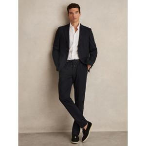 REISS Gerrard Stretch-Piqué Drawstring Trousers